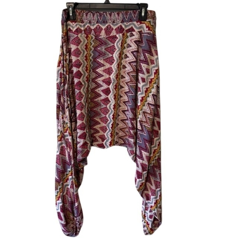Buddha Pants Pink Geometric Zigzag Harem Pants Drop Crotch Boho Joggers Small - Picture 3 of 5